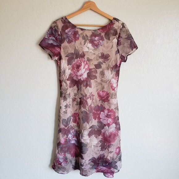 Vintage 90's Y2K Connected Floral Flowy Midi Dress 10 Romantic Whimsigoth Fairy - Picture 2 of 12